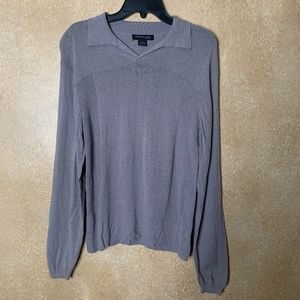 Kenneth Cole | Collared Gray Long Sleeve Top